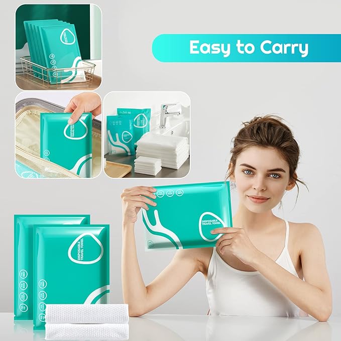 GXF 2 Packs Compressed Bath Towel Tablets, 56'' x 28'' Pure Cotton Portable Disposable Hypoallergenic Dehydrated Expandable Compact Compressed Towels Washcloths for Camping Swimming Traveling Hiking
