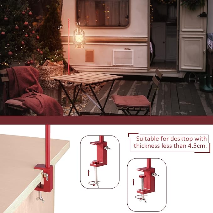 Collapsible Camping Lantern Stand Folding Lamp Pole Lightweight Portable Outdoor Lamp Post Aluminum Alloy Hanging Light Holder for Camping,Fishing