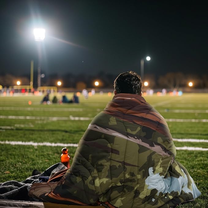 Outdoor Camping Blanket - Puffy Ultralight Packable Blankets for Sleeping, Camp, Travel, Hiking, Stadium, Sherpa Fleece Warm Puffer Portable Camping Quilt, DWR,Machine Washable，56"x 78"