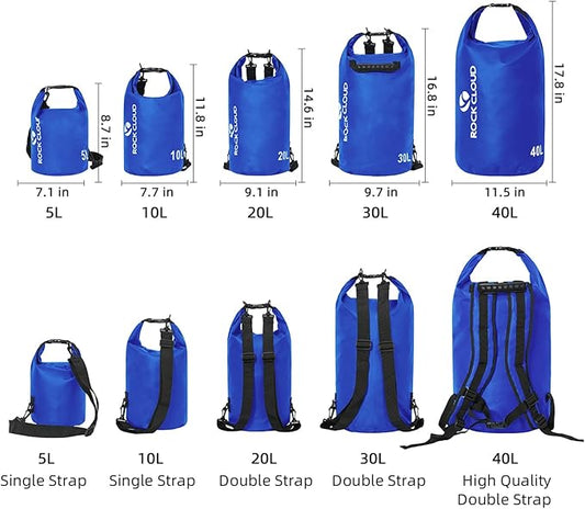 ROCK CLOUD Dry Bag Waterproof 10L Dry Sack for Kayaking Rafting Boating Beach Surfing Swimming Canoe Camping Hiking Fishing Ski