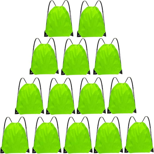 Drawstring Bags Bulk 14 Pcs Drawstring Backpack Bulk Cinch Bag Sackpack for Men Women Gym (Light Green)