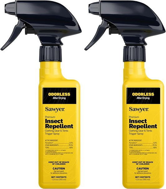 Sawyer Products SP6492 Premium Permethrin Insect Repellent for Clothing, Gear & Tents, Trigger Spray, 12-Ounce, Twin Pack