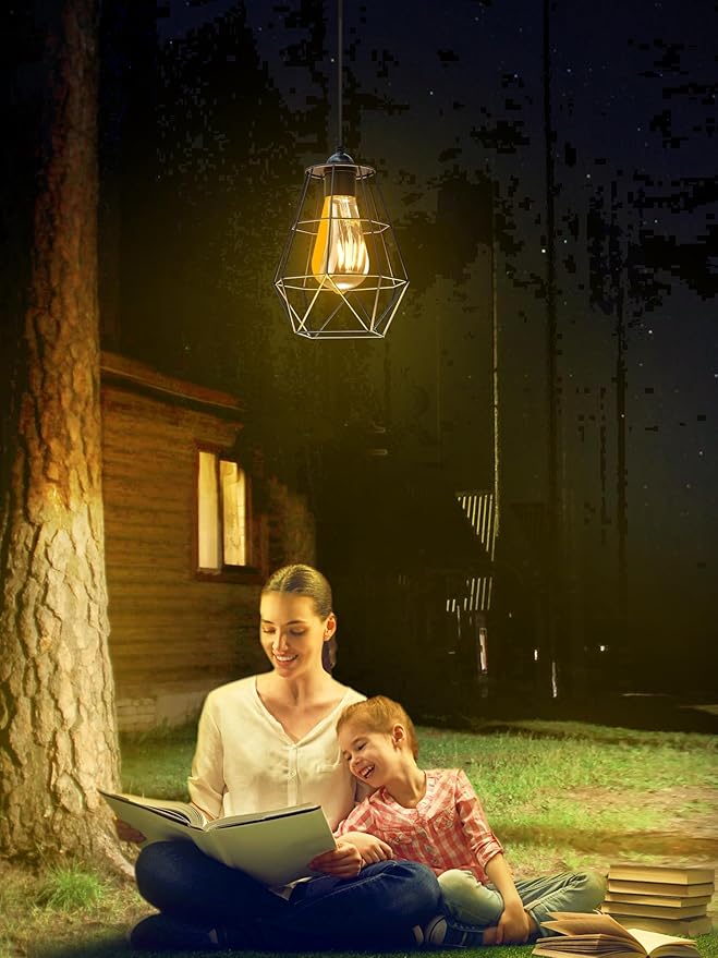 intelamp Solar Pendant Lights with Remote Control, Solar Powered Shed Light, 4000mAh Solar Powered Light Hanging Lights with 16.4ft Cable for Indoor and Outdoor Storage, Room,Home,Yard,Porch, Balcony