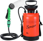 Finderomend Portable Shower for Camping with 7 Spray Modes, Hand Press Camping Shower with Removable Hose and Shower Head,5L