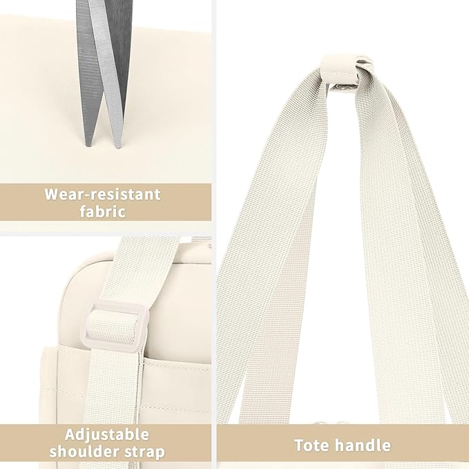 ZOMFELT Insulated Lunch Bag Women, Cute Lunch Tote Bag Lunch Box for Women, Leakproof Large Capacity Womens Lunch Bags with Adjustable Shoulder Strap for Work Office Outdoor Picnic Camping, Beige