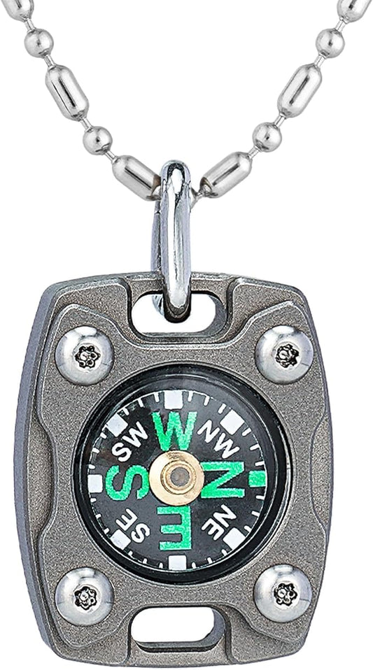 MecArmy CMP/CMP2 Mini Compass- Meaningful Graduation Birthday Gifts for Men Women, EDC Titanium/Brass/Copper Pocket Compass for Hiking SurvivaI, IPX5 Waterproof, Glow in The Dark, Necklace Pendant
