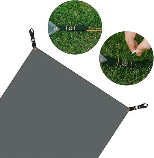 Odoland Camping Tent Footprint and Tent Stakes Set, 83" x 35" Waterproof Tarp with Carry Bag for Under Tent, Ultralight Tent Footprint for Ground Camping Hiking