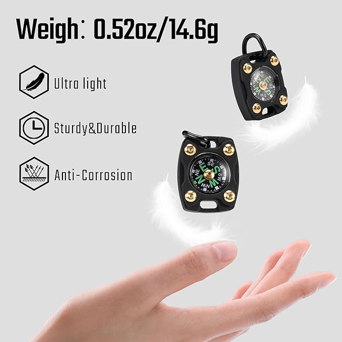 MecArmy CMP/CMP2 Mini Compass- Meaningful Graduation Birthday Gifts for Men Women, EDC Titanium/Brass/Copper Pocket Compass for Hiking SurvivaI, IPX5 Waterproof, Glow in The Dark, Necklace Pendant