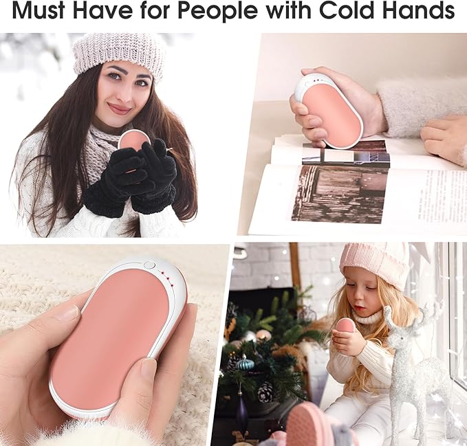Rechargeable Hand Warmer, 1 Piece 5200mAh with Double Sided Heating, Reusable Portable Mini Heater, Temperature Adjustable Suitable for Hand and Foot Warming, Hunting Camping Hand Warmer