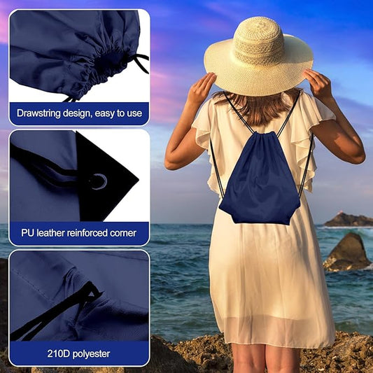 KUUQA 60Pcs Drawstring Backpack Bag Bulk Navy Blue Drawstring Bags String Bags Storage Bags Gym Backpack for Sport Gym Traveling