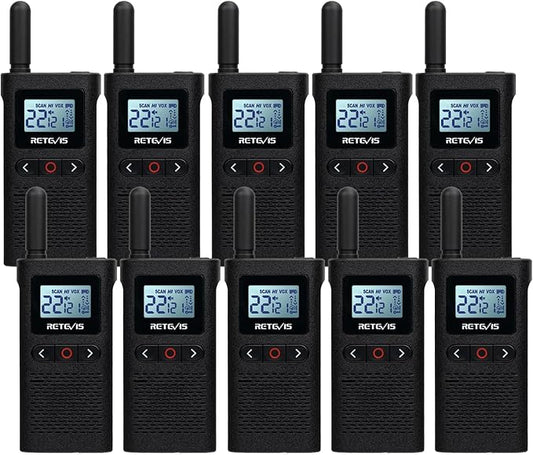Retevis RB28 Walkie Talkie, Portable Two Way Radio, USB-C Walkie Talkies Rechargeable, Large LCD Screen, 1500mAh Battery, NOAA Weather Alert, for School Dental Church Restaurant Retail (10 Pack)