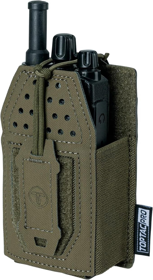 Tactical Radio Holster Molle Radio Pouch Universal Radio Holder for Walkie Talkie Motorola BaoFeng UV-5R BF-F8HP Adjustable Storage Rifle Magazine Pouch(Ranger Green)