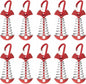 Fishbone Deck Anchor Pegs with Carabiners, Aluminium Deck Tent Stakes with Spring Buckle Aluminium Deck Windproof Tent Stakes for Outdoor Camping Hiking (10Pcs Red)