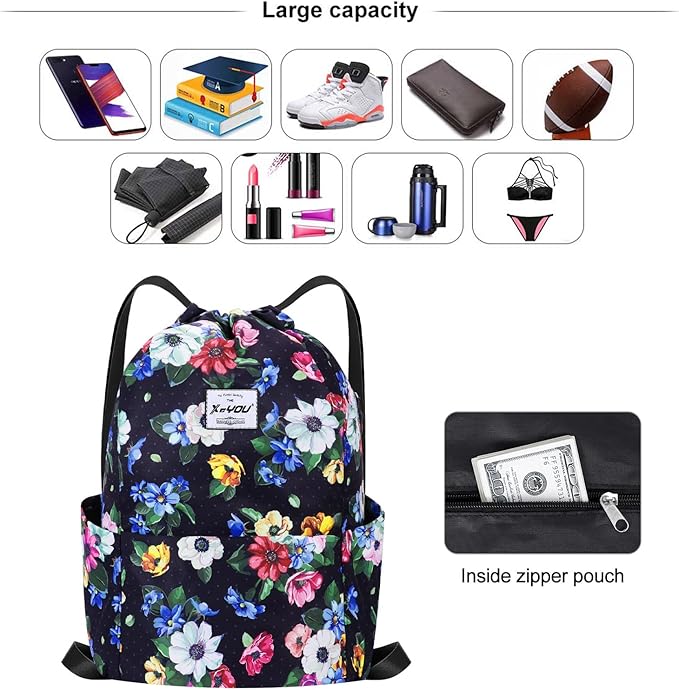 XEYOU Drawstring Sports Backpack Lightweight Gym Yoga Sackpack Shoulder Rucksack Casual Outdoor Daypack for Women and Men