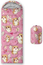 AILONEN Cartoon Fox Camping Sleeping Bag for Boys Girls Adults,Lightweight & Waterproof,3 Season Warm & Cold Weather,Portable,Kawaii Fox Printed Sleeping Bag,Traveling,Camping,Hiking