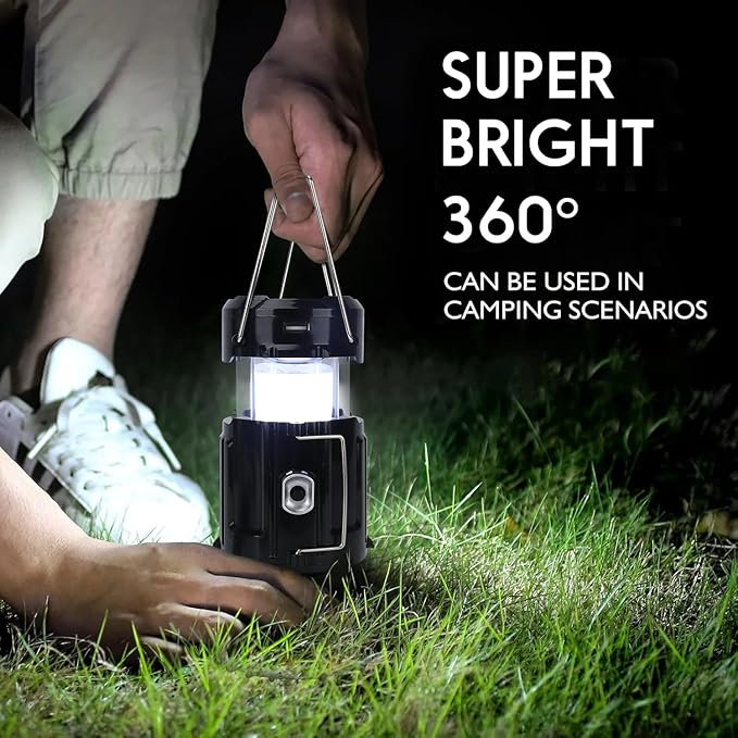 2024 Upgrade Solar Portable Lantern Rechargeable Fan - Collapsible Lightweight LED Camping Lantern for Power Outages Flashlight Survival Kits for Outdoor Tent Emergency Essentials Cool Gifts for Men