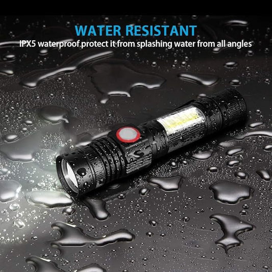Flashlight USB Rechargeable Handheld Flashlights,Bright Zoomable LED Flashlights with High Lumens and 5 Modes,Waterproof Portable Pocket Flash Light for Emergency, Camping, and Outdoor Use(4 Pack)