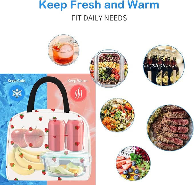 Lunch Bag Lunch Box for Women Men Reusable Insulated Lunch Tote Bag, Handbags Case High Capacity for Travel Work Picnic