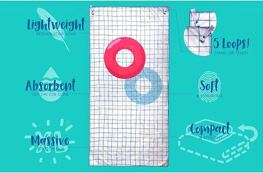 Microfiber Beach Towel & Bag. Lightweight, Compact & Quick-Dry. For Travel, the Beach, Pool, Gym, Yoga & Camping. Extra Large (71x35.5), Pool Blue