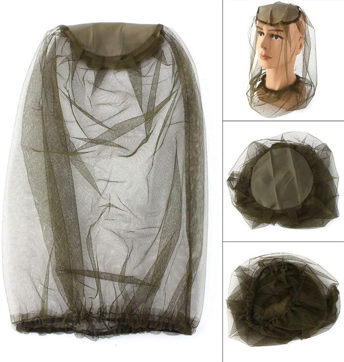 BORDSTRACT Mosquito Head Net Mesh, Mosquito Netting, Preventing Bugs Gnats Midges Biting, Face Neck Screen Net for Camping Fishing Hiking Outdoor Activities