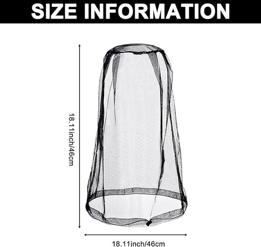 Mosquito Head Net Mesh, Bug Net for Head Mosquito Face Net for Outdoor Hiking Camping Fishing Mosquito and Insert Protection (2 Pack Black)