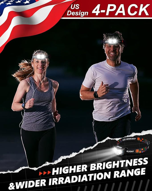 Rechargeable LED Headlamp, 1200 Lumen Super Bright, Waterproof for Hiking, Running, Fishing, Cycling - With Motion Sensor