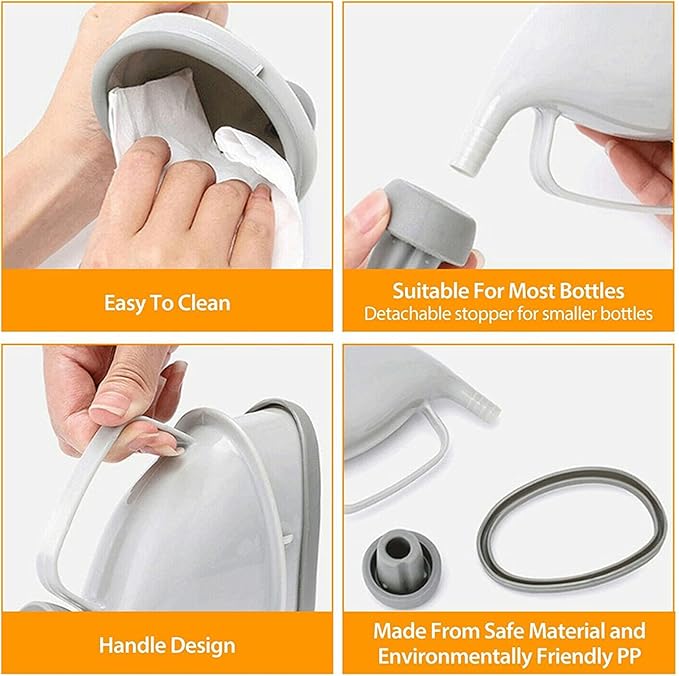 Unisex Urination Device, Portable Urinal Pee Funnel for Men and Women, Adult Urinal Emergency for Camping, Hiking, Outdoor Activities, Grey