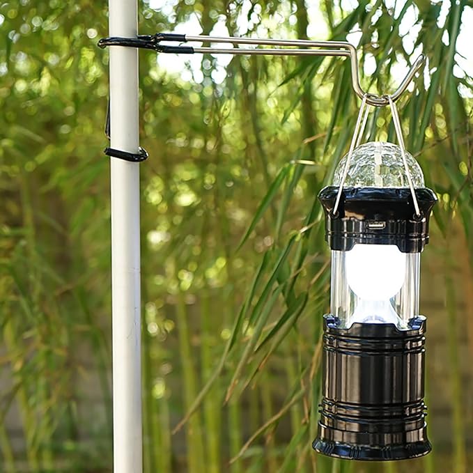 Camping Lantern Hook Hangers Anti-Slip Tent Pole Hook S Lantern Holder Hanger Clips Lantern Stand Hook Camping Light Pole for Camping Fishing Hunting(2pcs)