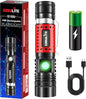 wowlite Flashlight Rechargeable, Super Bright Pocket LED Flashlights with Adjustable Brightness, Zoomable High Lumens Small Flash Light, Long Lasting for Outdoor Camping Home Emergency (Red)
