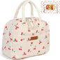 Lunch Bag Women Insulated, Cute Corduroy Tote Bag for Women with Placemat, Large Capacity Reusable Insulated Cooler Lunch Box for Travel Picnic office