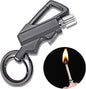 Permanent Match Flint Metal Matchstick Fire Starter with Bottle Opener, Emergency Survival Waterproof Keychain Lighter for Camping, EDC Gift Ideas – Black
