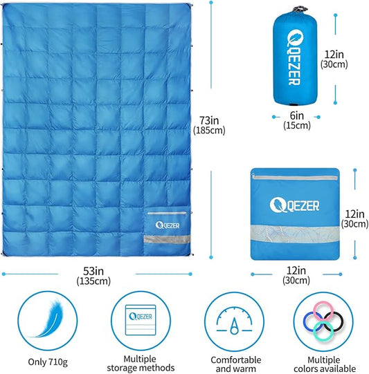 Down Camping Blanket,600+Fill Power，Foldable Into a Pillow,Light，It is The Best Choice for Outdoor Activities, Picnics, Beaches, and Travel.