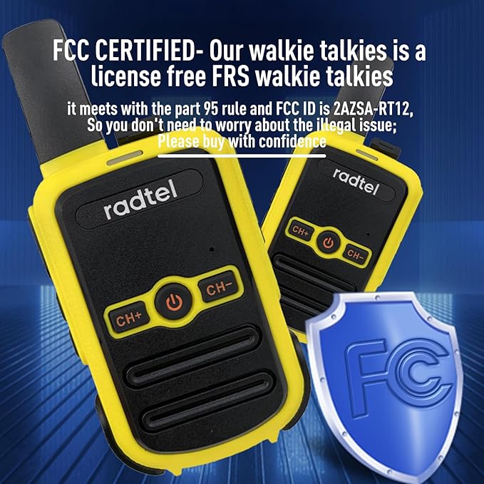 Radtel RT12 Walkie Talkies for Adults Rechargeable 2 Pack, Long Range Handheld FRS Two Way Radio 16CH Handsfree VOX for Camping Hiking (Yellow)