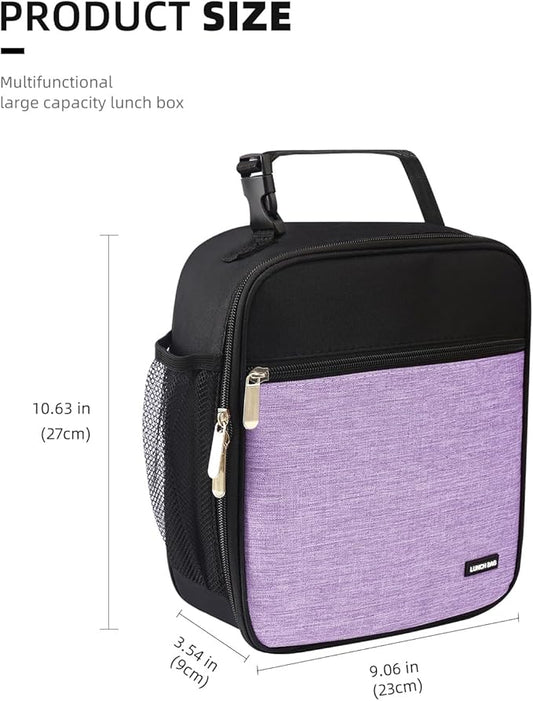 Lunch box Lunch bag for men women Insulated Lunchbox Lunch bags for Work Picnic Travel (Thicken light purple)