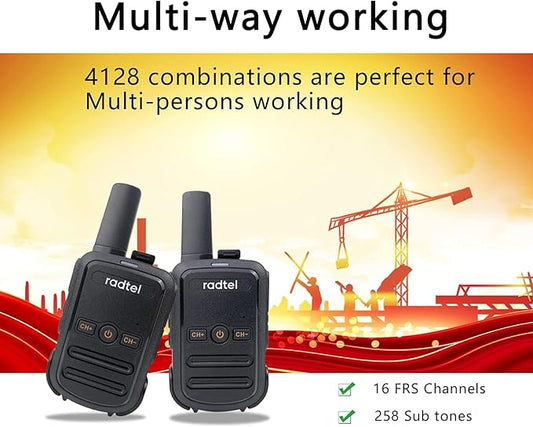 Radtel RT12 Rechargeable Walkie Talkies for Adults Long Range Handheld FRS Two Way Radio 16CH Handsfree VOX for Camping Hiking (8 PCS)