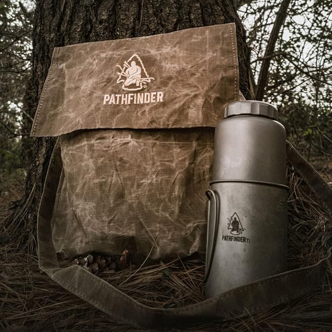 The Pathfinder School Durable Ripstop Waxed Canvas Bag - Haversack - Bushcraft Gear - Single Strap Hiking Pack Gathering Bag - Pathfinder Survival Bushcraft Bag - 15" x 12"