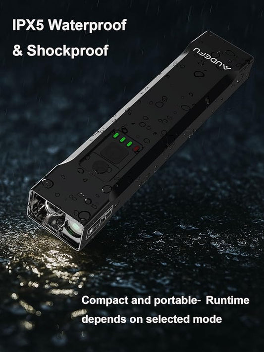 Work Flashlight with Laser Pointer & LED, 1200 Lumens, 5 Modes, Compass, 1/4" Tripod Mount, Cold Shoe, flishlight Pocket Clip – Rechargeable Survival Light for Camping, Hiking, Emergency