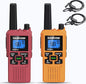 SAMCOM 2 Way Radios Long Range FRS Walkie Talkies for Adults 1250mAh USB Rechargeable, 22 Channels Portable Two Way Radios with Earpieces, Group Talk, NOAA Alert (Red +Yellow 2 Pcs)