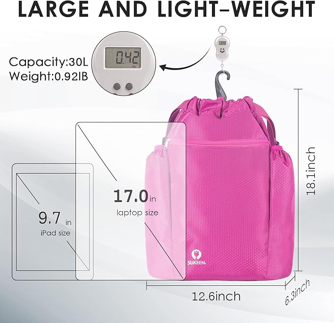 Sukeen Drawstring Backpack Swim Bag Lightweight String Backpack for Beach Pickleball Swimming Pool Gym Workout Gear Sport