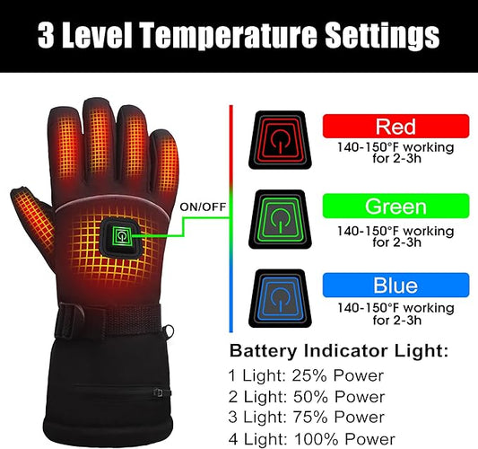 Magnolia Heated Gloves Men Women,Rechargeable Heated Gloves Electric Battery Heated Gloves Winter Gloves for camping Hunting Skiing Arthritis Frostbite Winter outdoor Sports