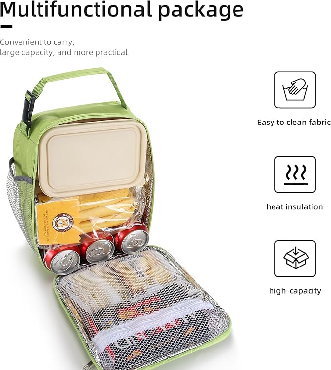 Lunch box Lunch bag for men women Insulated Lunchbox Lunch bags for Work Picnic Travel (Light green)