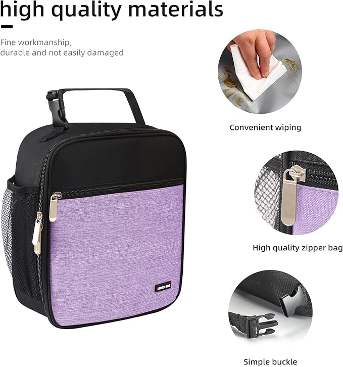 Lunch box Lunch bag for men women Insulated Lunchbox Lunch bags for Work Picnic Travel (Thicken light purple)