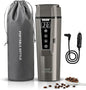 Portable Electric Car Kettle: 12V/24V Kettle Mini Water Boiler for Car Heated Travel Mug,Smart Precision Temperature Adjustment Coffee Tea Truck Cup with Handy Kettle Bag (Taupe, 400ML)