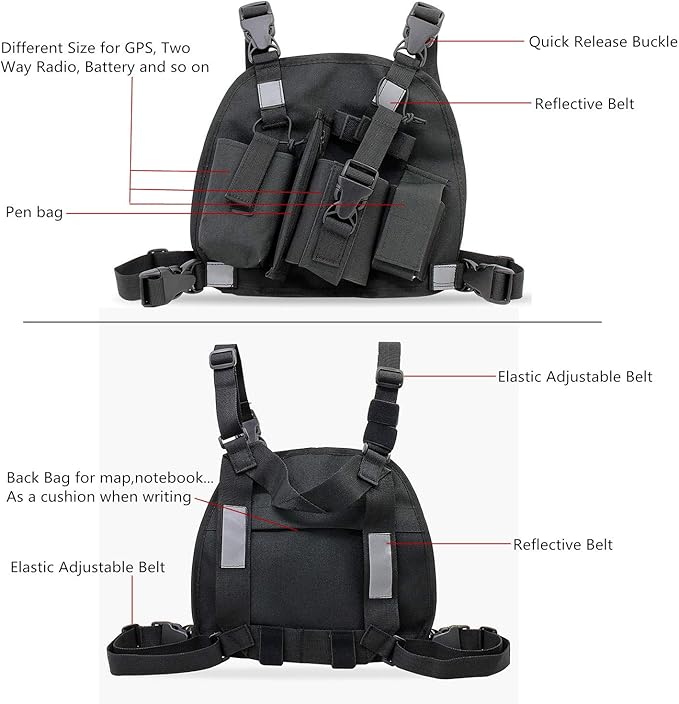 abcGoodefg Radio Chest Harness Chest Front Pack Pouch Holster Vest Rig for Two Way Radio Walkie Talkie(Rescue Essentials)