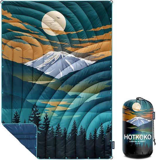 Camping Blanket,Lightweight Puffy Printed Camping Blanket Packable Outdoor Blanket for Camping,Traveling, Stadium, Hiking, Picnics