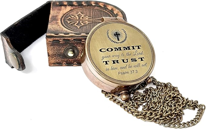 Brass Nautical - Brass Compass Engraved Gift for Son, Grandson, Daughter, Baptism, Confirmation Communion Godson Church Graduation Day