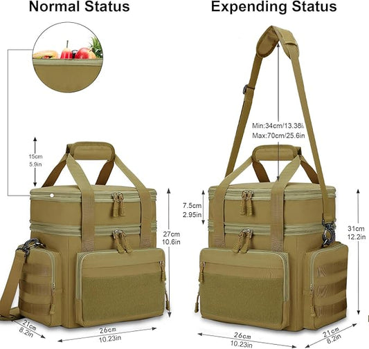 Tactical Lunch Box for Men, Brown, Nylon, Large Capacity, Multi-Pocket, Insulated, Water-Resistant, Leakproof, Tactical Design