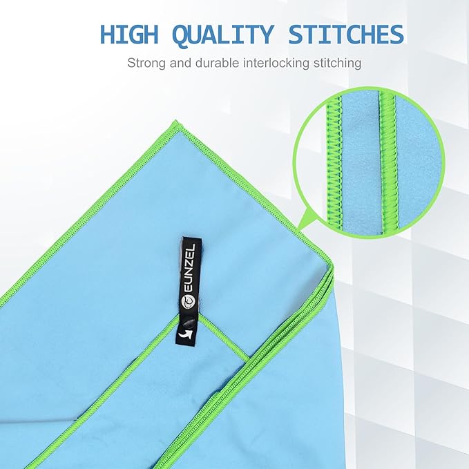 Eunzel Quick Dry Camping Towel, Microfiber Travel Towel Super Absorbent Fast Drying Towel for Camping, Beach, Gym, Backpacking, Yoga & Swimming(30" x 60", Blue)