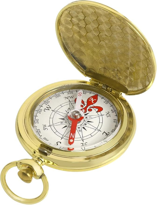 Golden Antique Brass Compass Keychain - Waterproof Pocket Compass for Kids, Perfect Survival Tool & Gift for Boy Scouts with Vintage Golden Compass Design