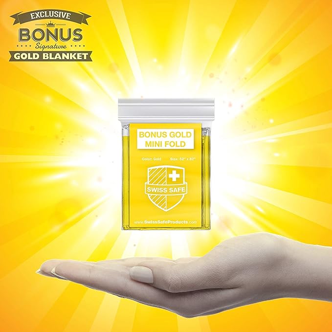 Swiss Safe Emergency Mylar Thermal Blankets + Bonus Space Blanket - Compact & Insulated for Cold Weather - Designed for NASA, Outdoor Camping, Survival, First Aid Car Kit - Orange & Green, 4 Pack